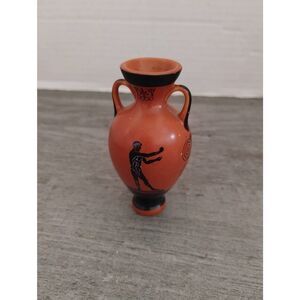 Nude and Warrior Orange & Black 3" Miniature Vase ff 1983 Crafted in Japan